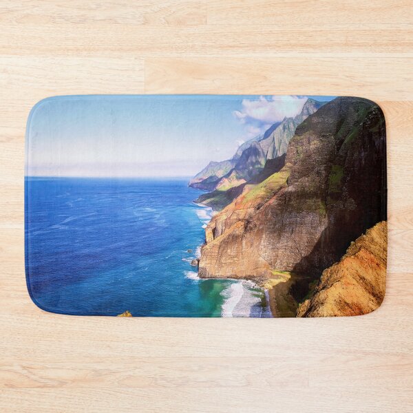 Item preview, Aerial Photograph Of The Isolated Hawaii North Na Pali Tropical  Coastline - Nā Pali Coast State by  OLena Art  designed and sold by Rocky Mountain Artistry.