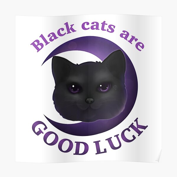 "Black cats good luck" Poster by LilyValley Redbubble