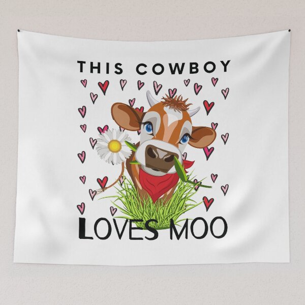 Item preview, Cow/ This Cowboy Loves Moo/ Funny Cow Pun/ Funny Valentines Day designed and sold by Designs By YL.