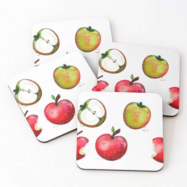 Item preview, Wet red and green apples with water droplets designed and sold by Artonmytee.