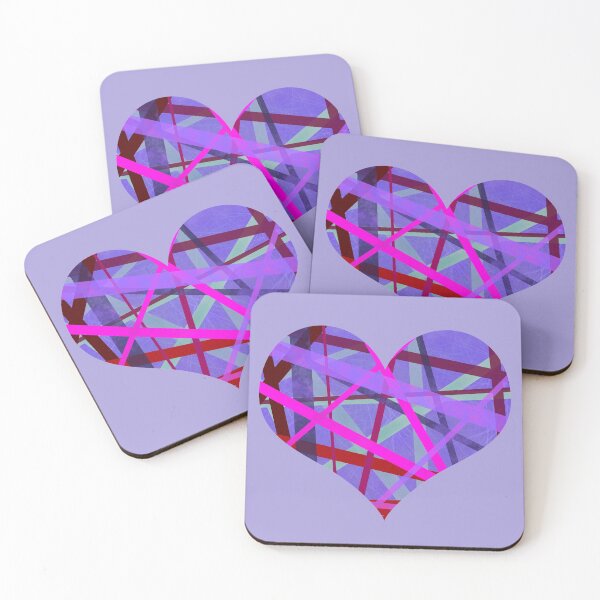 Item preview, Shade of Pink Lines Pattern Heart Shape designed and sold by AMSonArt.