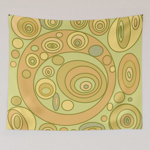 Item preview, Retro Circles Olive Tangerine designed and sold by ArtMeetsPizza.