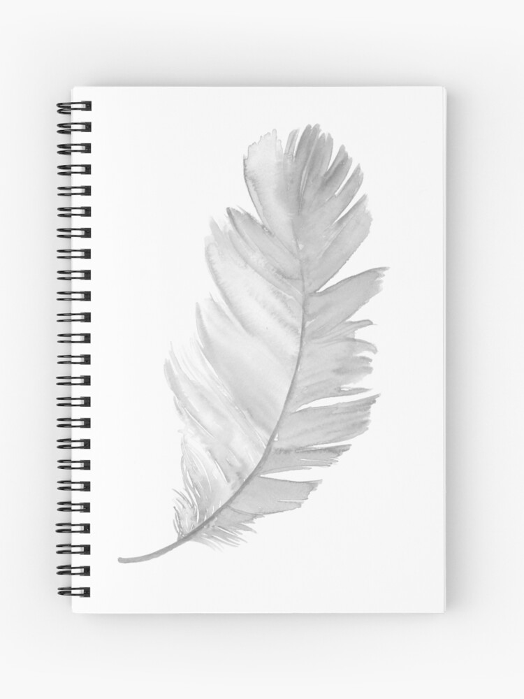 Cahier A Spirale Plume Gris Illustration Aquarelle Dessin Image Poster Par Asiaszmerdt Redbubble