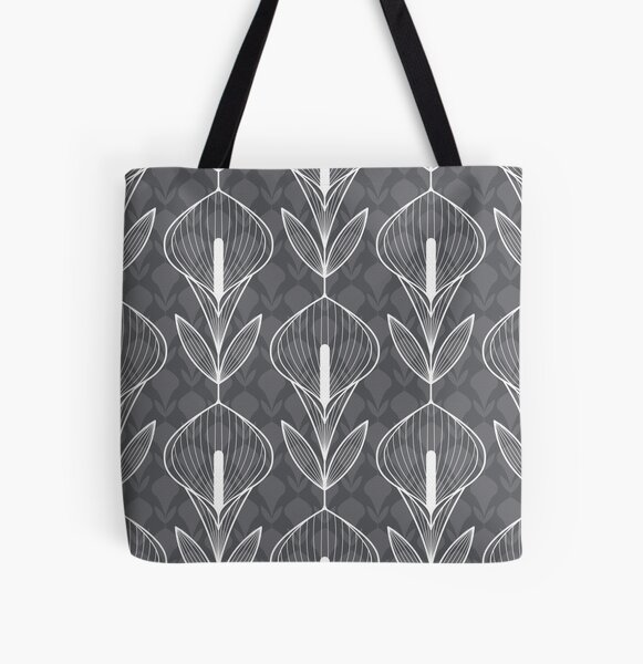 Calla Lily Geometric Damask All Over Print Tote Bag
