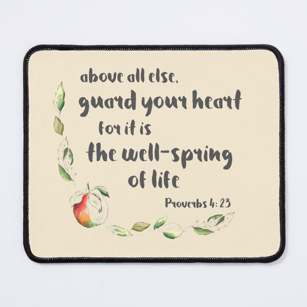 Item preview, Christian Bible verse: Above all else, guard your heart (with apple illustration) designed and sold by Ofeefee.