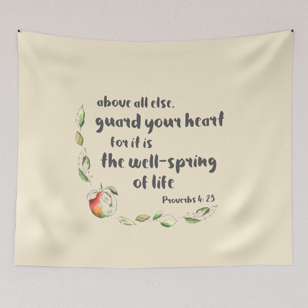 Item preview, Christian Bible verse: Above all else, guard your heart (with apple illustration) designed and sold by Ofeefee.