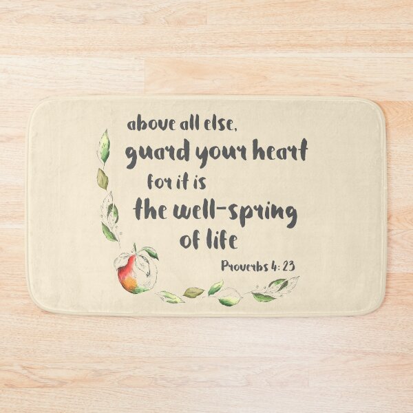 Item preview, Christian Bible verse: Above all else, guard your heart (with apple illustration) designed and sold by Ofeefee.
