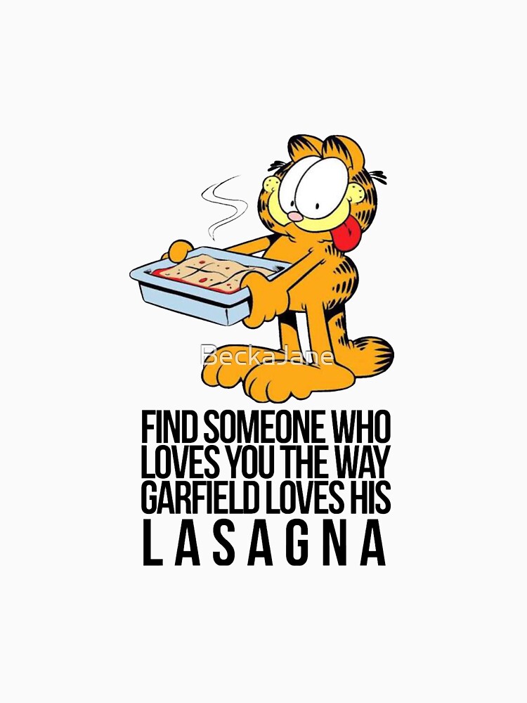 "Garfield and his lasagna" T-shirt by BeckaJane | Redbubble