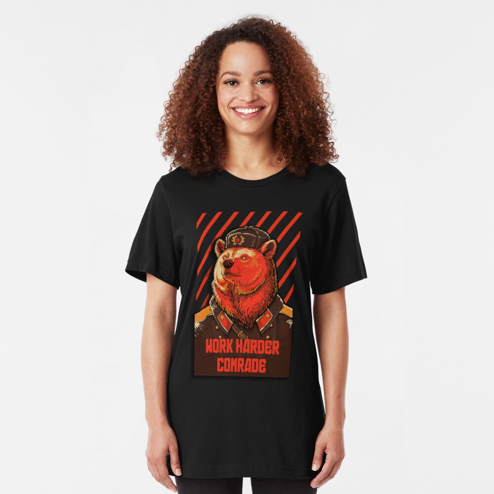 Vote Soviet bear - russian bear meme Slim Fit T-Shirt