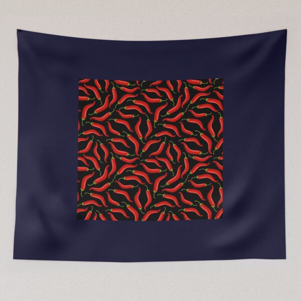 Item preview, Hot red chili pepper pattern with black background designed and sold by CiroImmobile.