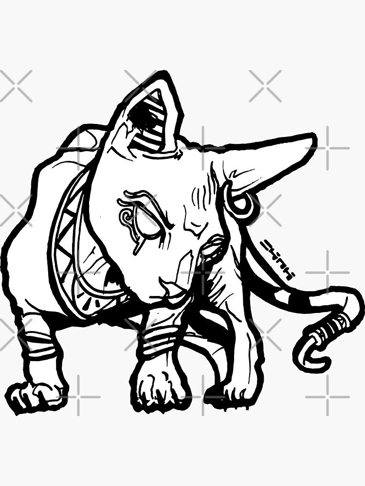 Thumbnail 3 of 3, Sticker, Blingin Sphynx Cat #RBPetMonsters designed and sold by sketchNkustom.