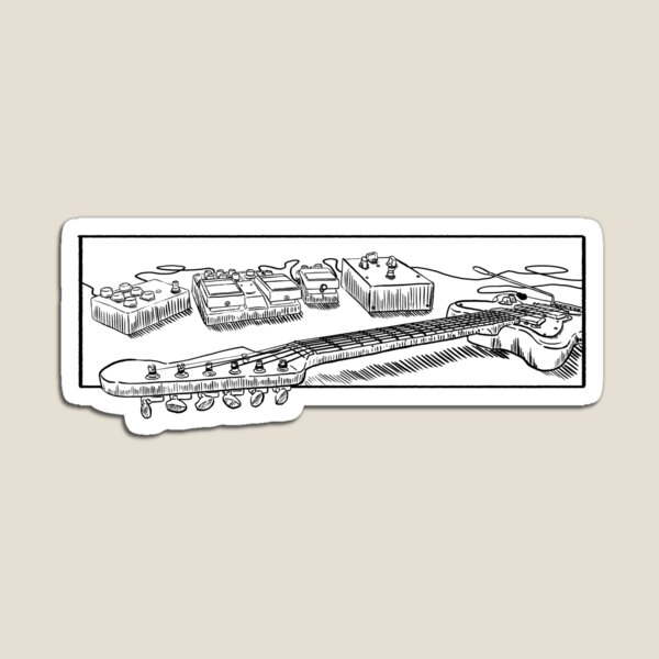 Guitar and Pedals (Black and White) Magnet