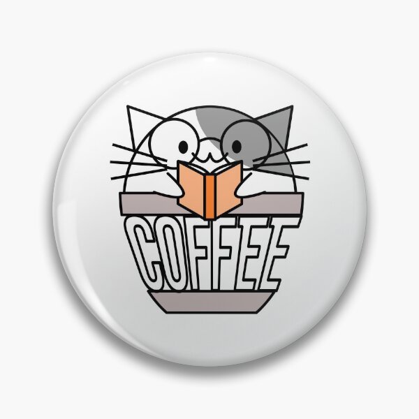 Item preview, Cat in coffee cup with warped text reading book wearing glasses grey designed and sold by CoffeewithKitty.