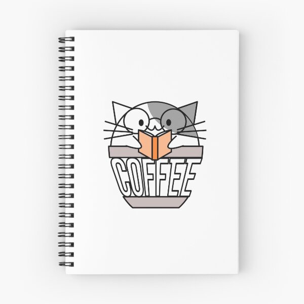 Item preview, Cat in coffee cup with warped text reading book wearing glasses grey designed and sold by CoffeewithKitty.