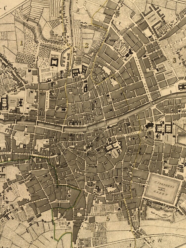 "Vintage Map of Dublin Ireland (1797) " iPhone Case for Sale by