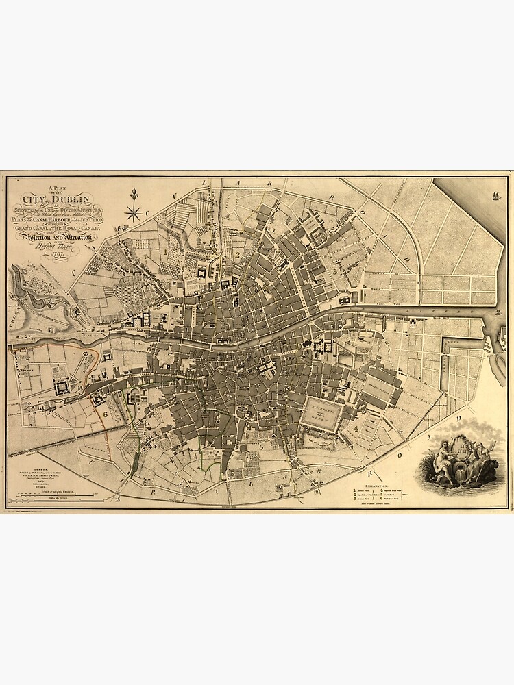 "Vintage Map of Dublin Ireland (1797) " Poster for Sale by BravuraMedia