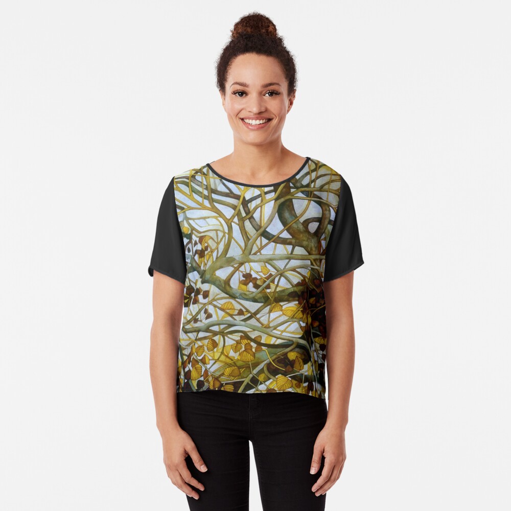 yellow leaves Chiffon Top