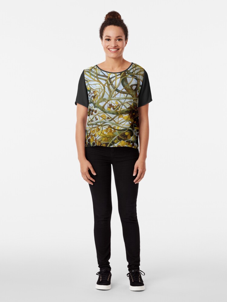 Alternate view of yellow leaves Chiffon Top