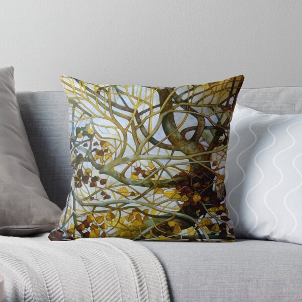 yellow leaves Throw Pillow