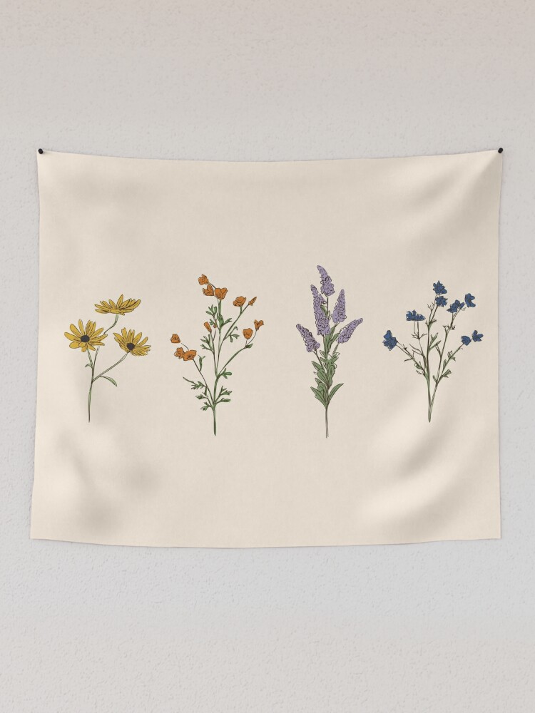 Wildflowers Tapestry, aesthetic tapestries