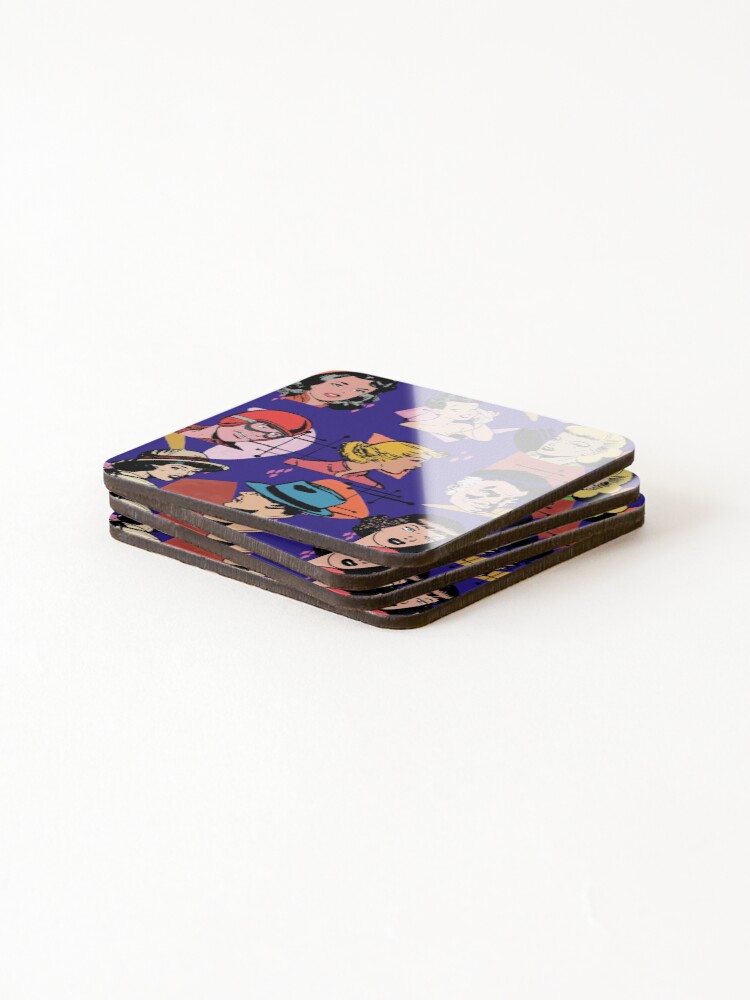 Thumbnail 4 of 5, Coasters (Set of 4), Colorful Retro Pattern With People designed and sold by Taleahsdesigns.