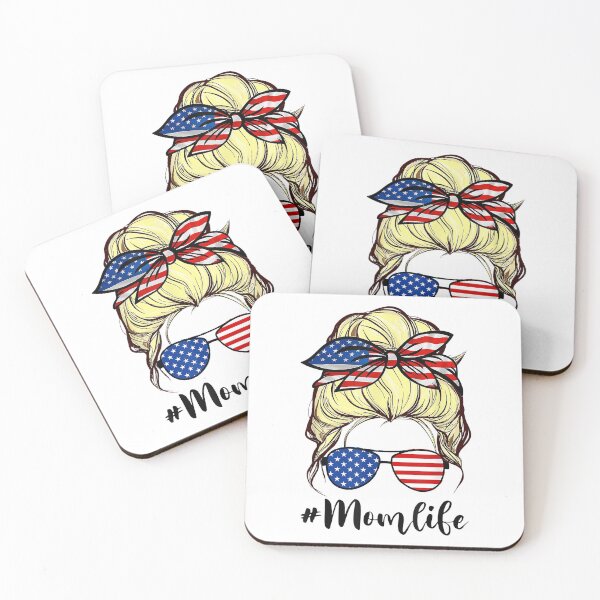 Item preview, Messy Hair Woman Bun American Mom Life 4th Of July Blond  designed and sold by vastscreen.