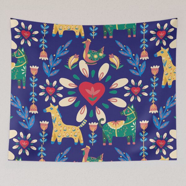 Item preview, Folk Art with Animals and Flowers  designed and sold by Taleahsdesigns.