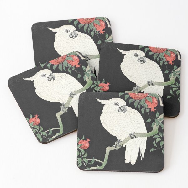 Item preview, Cockatoo and Pomegranate by Ohara Koson - Japanese Vintage Artwork designed and sold by Purrfecta.