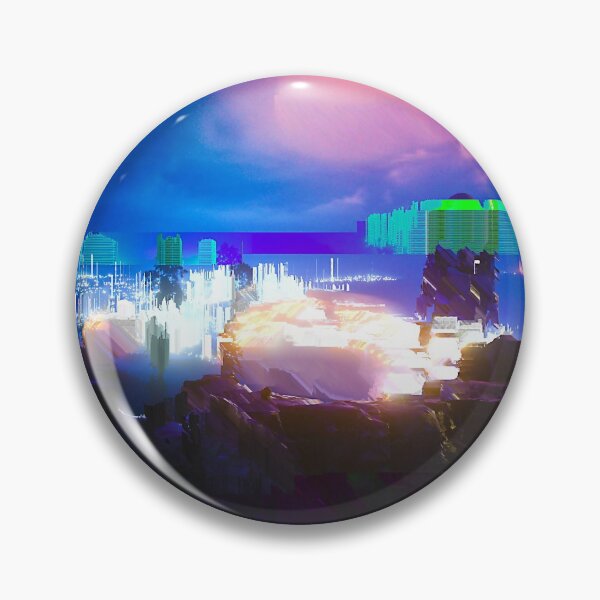 Item preview, Cyborg Astronaut Gazing and Lit-up City Cyberpunk Glitch Art designed and sold by glitchhub.