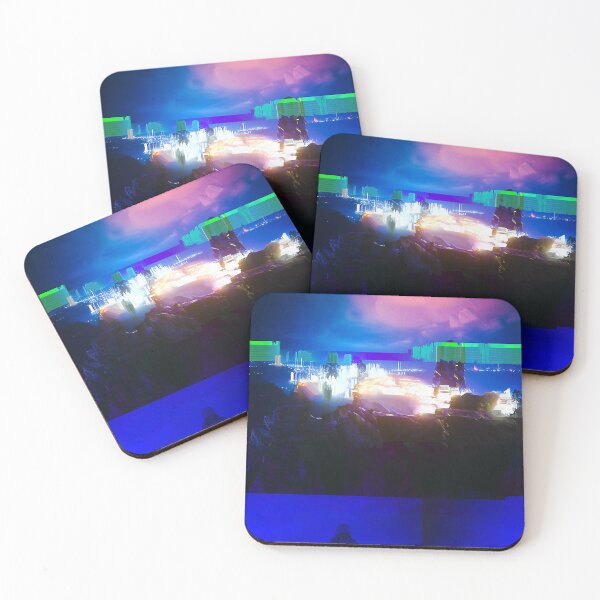 Item preview, Cyborg Astronaut Gazing and Lit-up City Cyberpunk Glitch Art designed and sold by glitchhub.