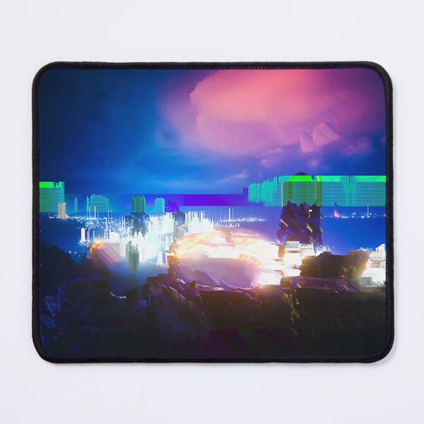 Item preview, Cyborg Astronaut Gazing and Lit-up City Cyberpunk Glitch Art designed and sold by glitchhub.