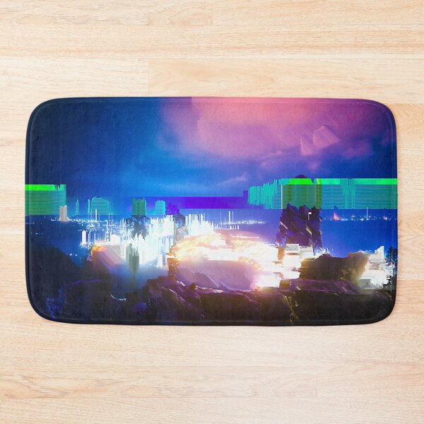Item preview, Cyborg Astronaut Gazing and Lit-up City Cyberpunk Glitch Art designed and sold by glitchhub.