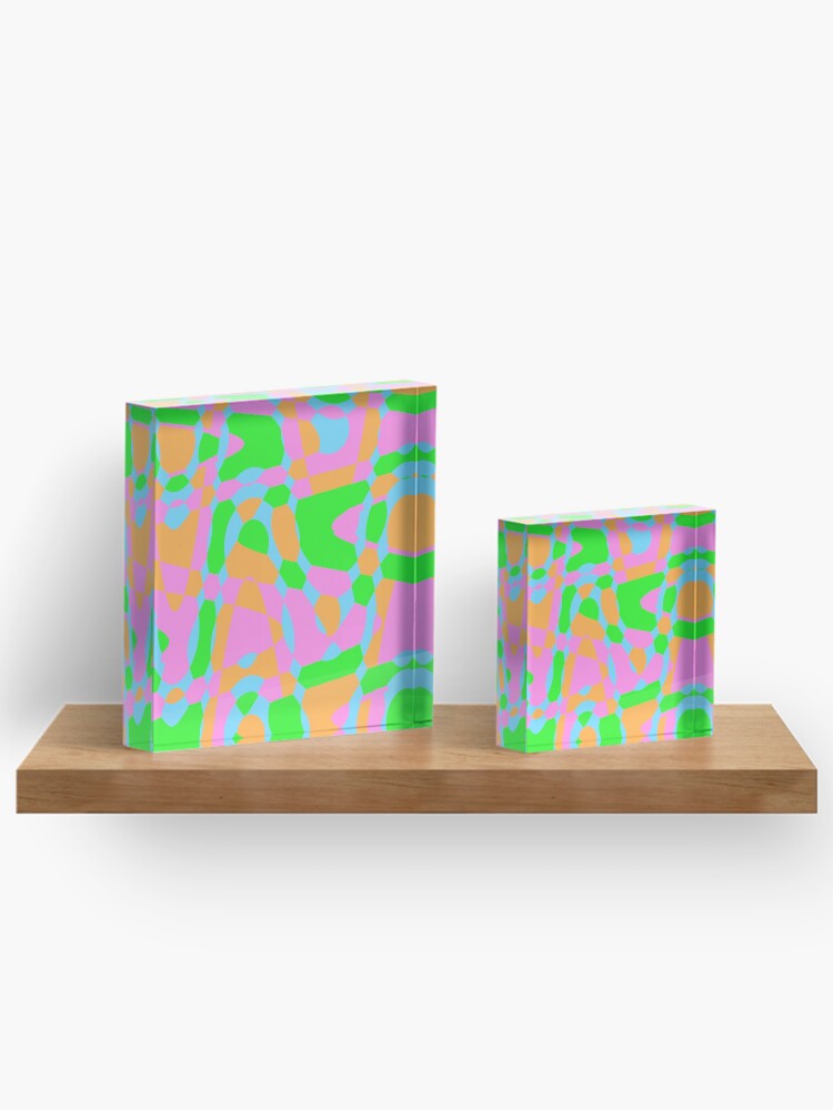Thumbnail 3 of 5, Acrylic Block, Colorful Pattern Texture Design designed and sold by BeccaKenDesigns.