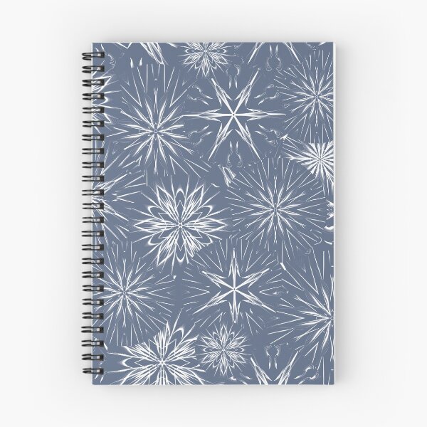 Item preview, Snow and Stars on Payne’s Grey / Mandala Geometric Pattern on Dusty Blue Background designed and sold by wild.geranium.design.