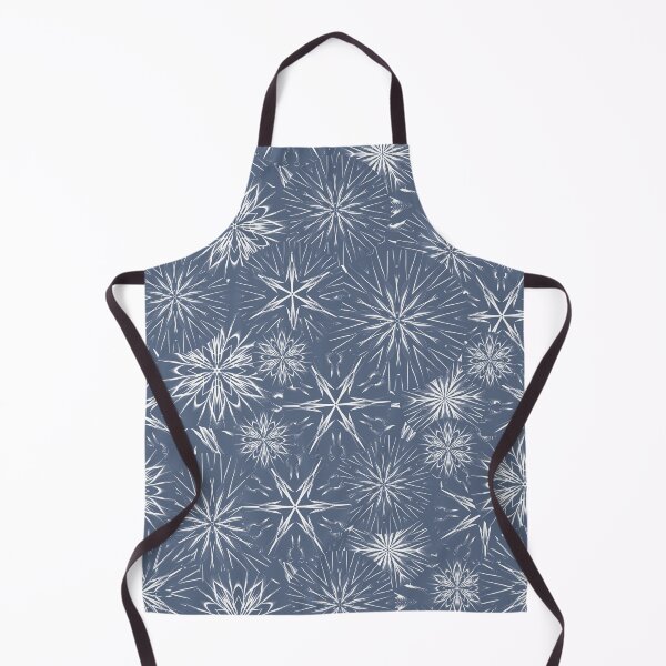 Item preview, Snow and Stars on Payne’s Grey / Mandala Geometric Pattern on Dusty Blue Background designed and sold by wild.geranium.design.