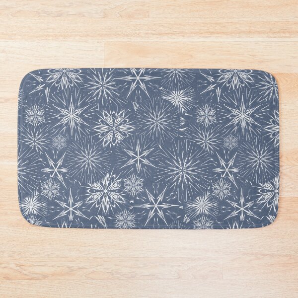 Item preview, Snow and Stars on Payne’s Grey / Mandala Geometric Pattern on Dusty Blue Background designed and sold by wild.geranium.design.