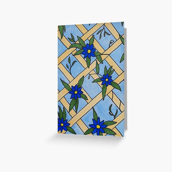 Blue Flower Lattice Greeting Card