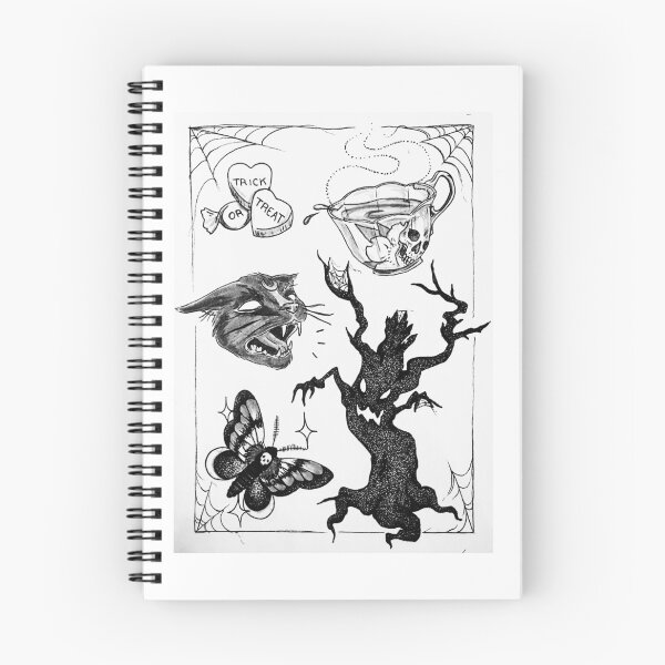 Artikelvorschau, Gruseliger Halloween Flash Tattoo Print entworfen und verkauft von A. Lee.