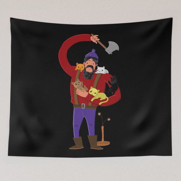 Item preview, lumberjack with cute kitten companions designed and sold by jazzydevil.