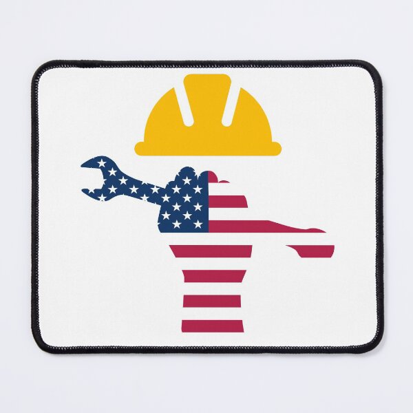 Item preview, American Flag in Hand Hold Wrench Shape and Construction Helmet for Labor Concept designed and sold by Vasabi88.
