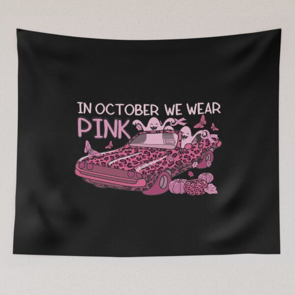 Item preview, In October We Wear Pink Leopard Car and Pumpkins Breast Cancer Awareness Month designed and sold by alenaz.