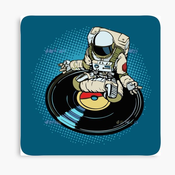 L'homme astronaute médite sur le yoga de la musique Impression sur toile