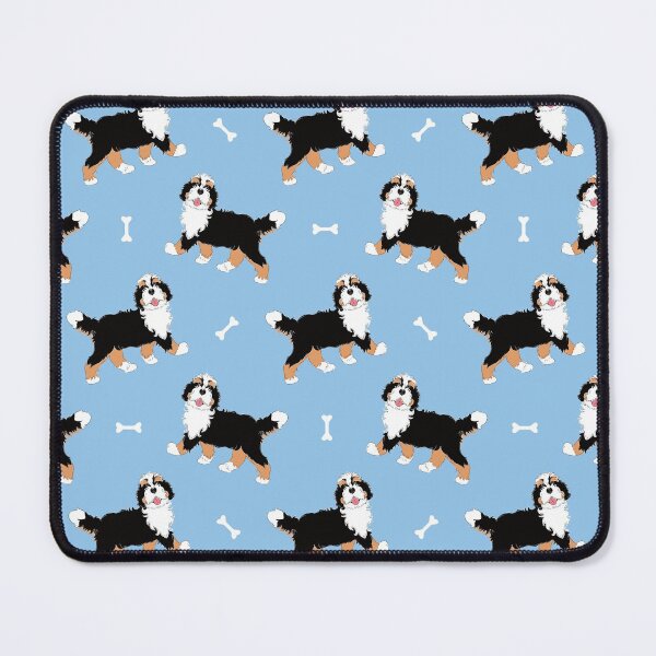 Item preview, Cute Tri Color Bernedoodle - Baby Blue Background designed and sold by Lulupainting.