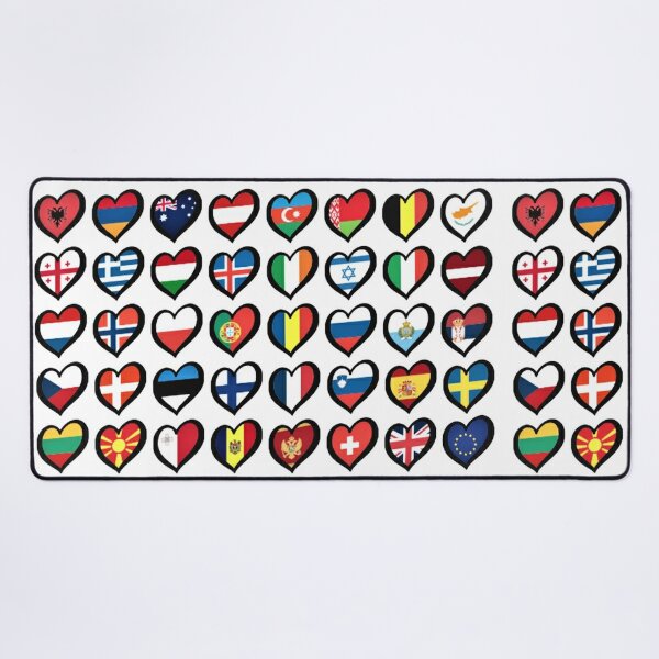 Eurovision Song Contest Flags Hearts  Desk Mat