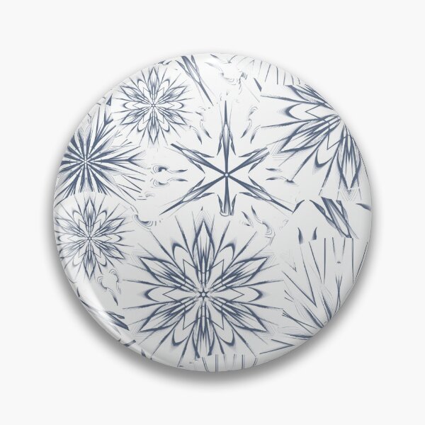Item preview, Dusty Blue Snow and Stars on White  / Payne’s Grey Mandala Geometric Pattern on White Background designed and sold by wild.geranium.design.