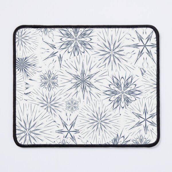 Item preview, Dusty Blue Snow and Stars on White  / Payne’s Grey Mandala Geometric Pattern on White Background designed and sold by wild.geranium.design.