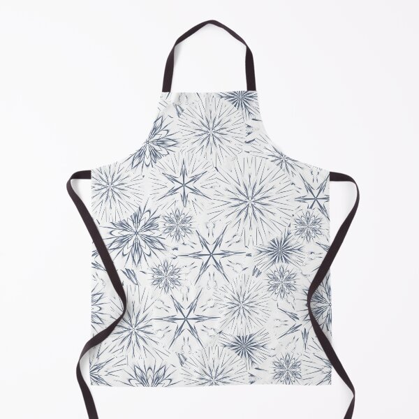 Item preview, Dusty Blue Snow and Stars on White / Payne’s Grey Mandala Geometric Pattern on White Background designed and sold by wild.geranium.design.