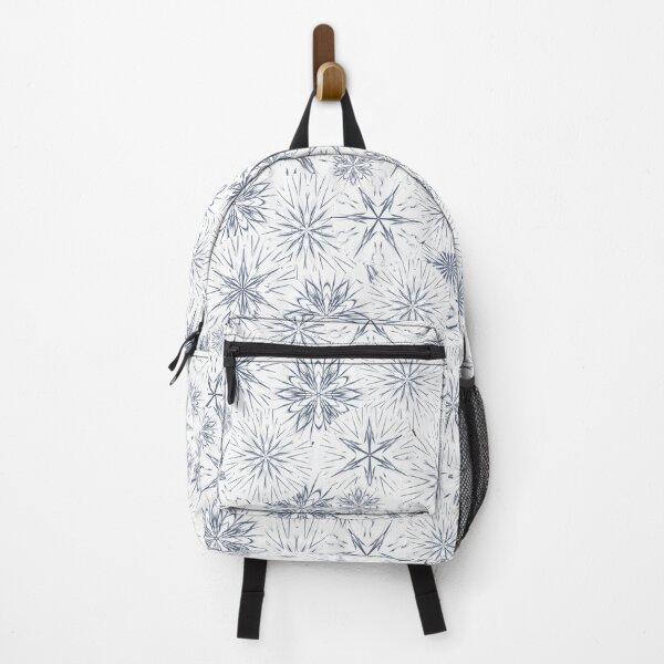 Item preview, Dusty Blue Snow and Stars on White / Payne’s Grey Mandala Geometric Pattern on White Background designed and sold by wild.geranium.design.