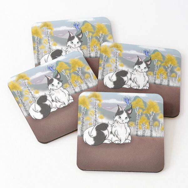 Item preview, Cat and bird in an aspen forest. designed and sold by BerryShyKittens.