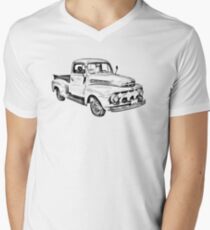1951 ford F-1 Pickup Truck Illustration T-Shirt mit V-Ausschnitt